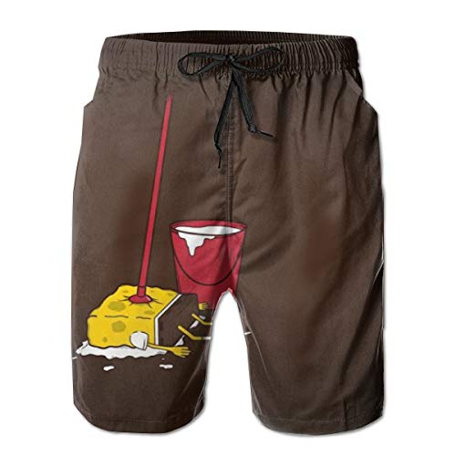 Yellowbiubiubiu Bob Esponja Squarepants - Bañador para hombre, de secado rápido, informal, con bolsillos con cordón y forro de malla. Blanco blanco L