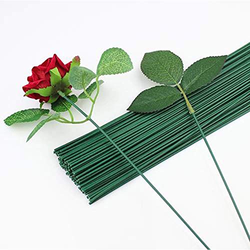 Yesallwas - Cinta adhesiva floral para tallo , 6 rollos (2 verdes poco profundos, 4 verdes profundos) con 50 piezas de alambre verde oscuro con tallo de alambre floral