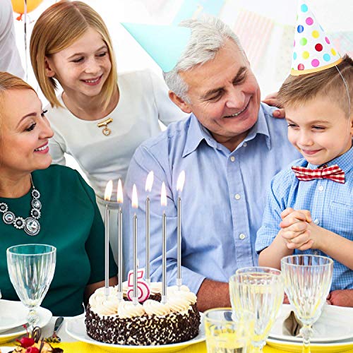 YFOX 24 velas de cumpleaños para decorar pasteles y fiestas de cumpleaños,bodas,fiestas de jubilación(Plata)