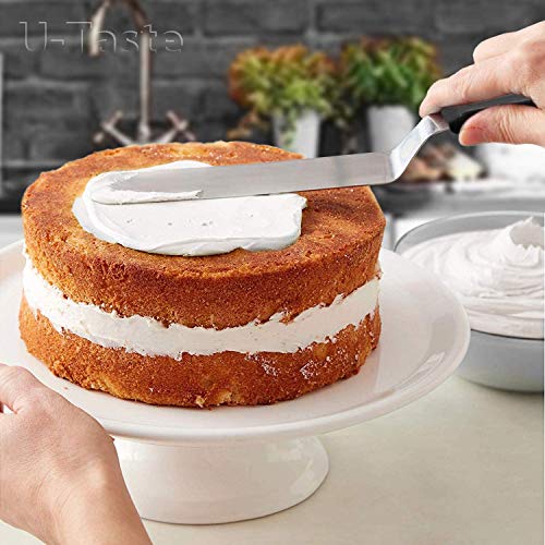 YFOX Espátula para pastelería de acero inoxidable de 3 piezas, espátula de difusión de 8 ", espátula para pasteles de 6", espátula glaseada de 4 ", herramienta profesional para decorar pasteles