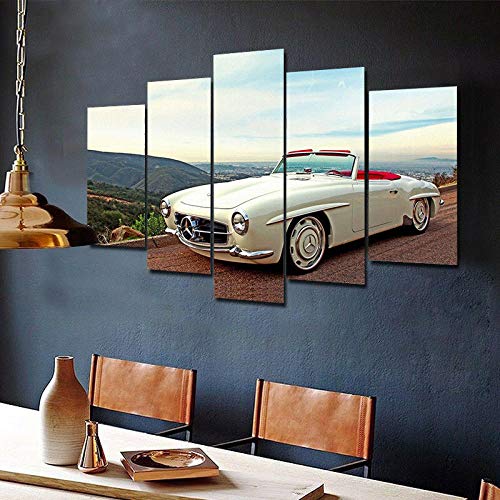 YFTNIPL Cuadro En Lienzo 5 Piezas Mercedes-Benz Vintage Classic Car Dibujos HD Poster Pictures Paintings Home Decor Impresión Artística Fotográfico