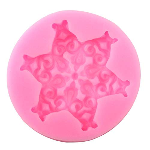 YHKF Molde Filigrana Star Medallion Cake Border Moldes De Silicona Alivio De Flores Fondant Herramientas De Decoración De Pasteles Candy Chocolate Gumpaste Moldes