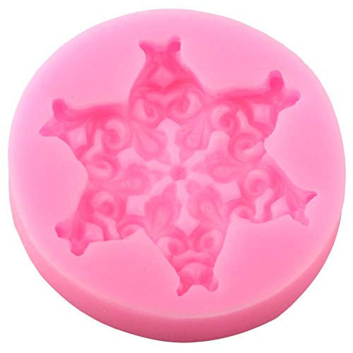 YHKF Molde Filigrana Star Medallion Cake Border Moldes De Silicona Alivio De Flores Fondant Herramientas De Decoración De Pasteles Candy Chocolate Gumpaste Moldes