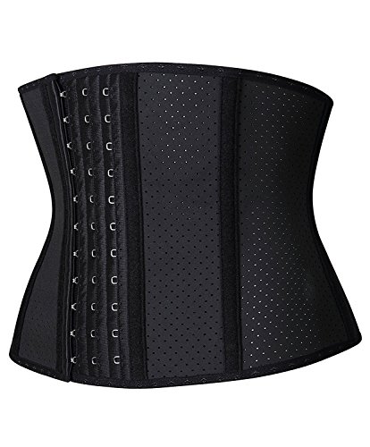 YIANNA Mujer Fajas Reductoras Adelgazantes Torso Corto Waist Trainer Corset Reductor Cinturilla Moldeadora Latex Respirable Negro, 110266 Size XS