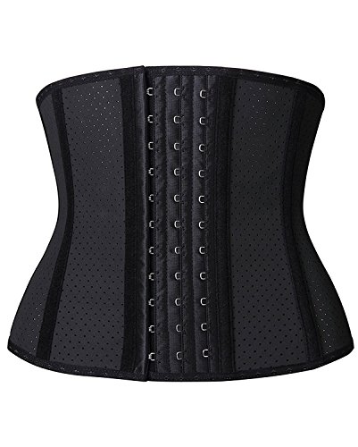 YIANNA Mujer Fajas Reductoras Adelgazantes Torso Corto Waist Trainer Corset Reductor Cinturilla Moldeadora Latex Respirable Negro, 110266 Size XS