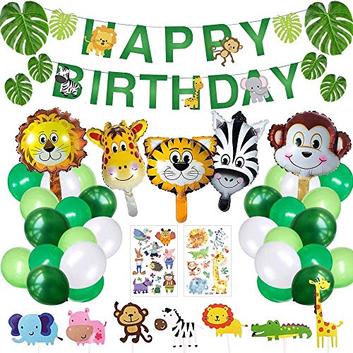 Yidaxing 72PCS Selva Fiesta de Cumpleaños Decoracion, Globos de Animales Para Niños Safari Decoracion Decoración de Baby Shower de Cumpleaños de Niño