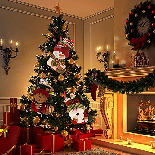 Yideng Medias de Navidad, de 3 pc Personalizada Media de la Navidad de Santa Claus, muñeco de Nieve y Oso, Grande Media de la Navidad Bolsa de Regalo para el árbol de Navidad, Chimenea, Caramelo