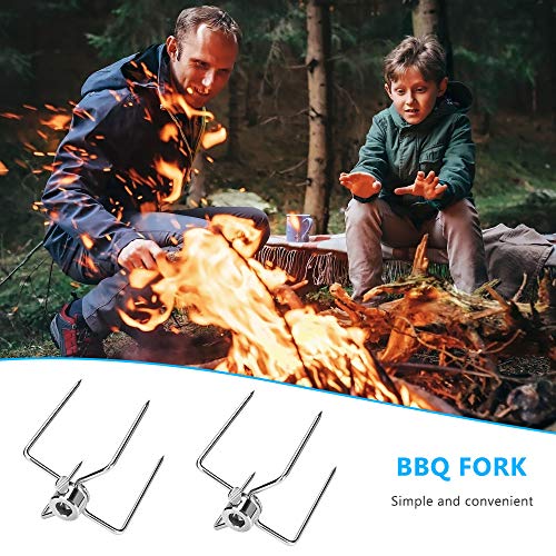 yidenguk 2 Piezas Horquillas para Barbacoa, Horquillas de asador de Acero Inoxidable multifuncionales Horquilla para Barbacoa carbón de Pollo Parrilla Accesorios para Barbacoa