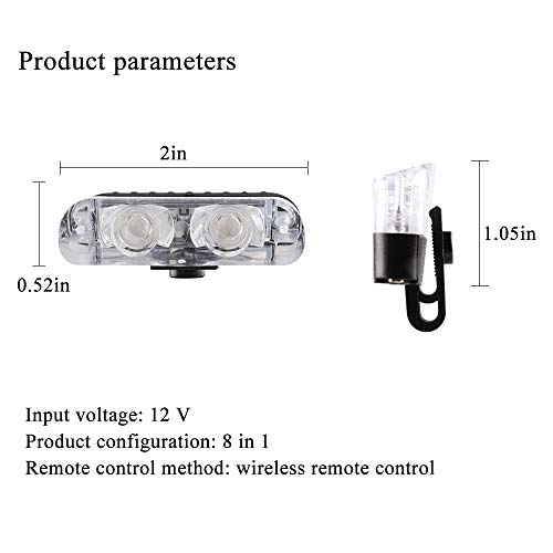 yifengshun 8x2LED 8 en 1 DC12V-Control Remoto Inalámbrico LED Luz de Precaución Estroboscópica Emergencia-Camión DRL Ambulancia Moto Policía(8 Luz Azul)