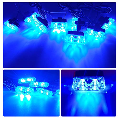 yifengshun 8x2LED 8 en 1 DC12V-Control Remoto Inalámbrico LED Luz de Precaución Estroboscópica Emergencia-Camión DRL Ambulancia Moto Policía(8 Luz Azul)