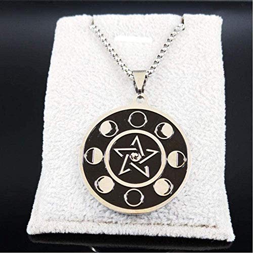 Yiffshunl Collar Estrella de Siete Puntas Brujería Collares de Acero Inoxidable Mujeres Collar Llamativo Joyería 50 cm Collar Colgante para Mujeres Hombres