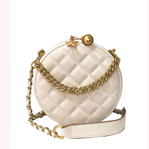 YIHUI Bolso de Las señoras Bolsa de Cadena Bolso de Hombro para Mujer Bolso de Mensajero,Bolso de Cadena de Diamantes Retro de Moda para Mujer,Bolso Redondo pequeño Rojo