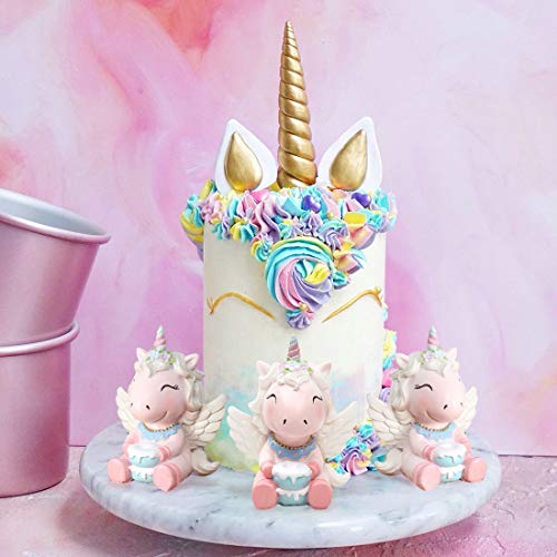 YIJIAOYUN Unicornio Pastel Topper Decoración de Fiesta para Boda Fiesta de cumpleaños (Rosa)