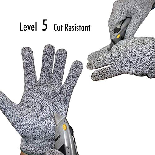 YIKEF Guantes Anticorte, Guantes Resistentes a Los Cortes Nivel 5 Seguridad para Cocina Trabajo Mecanico y Jardín - Guantes Resistentes al Corte de Proteccion (L)