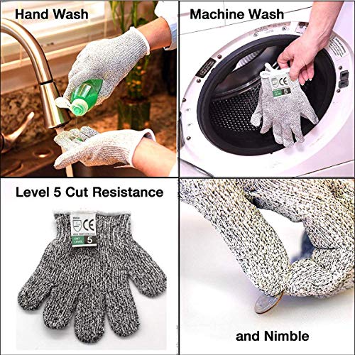 YIKEF Guantes Anticorte, Guantes Resistentes a Los Cortes Nivel 5 Seguridad para Cocina Trabajo Mecanico y Jardín - Guantes Resistentes al Corte de Proteccion (L)