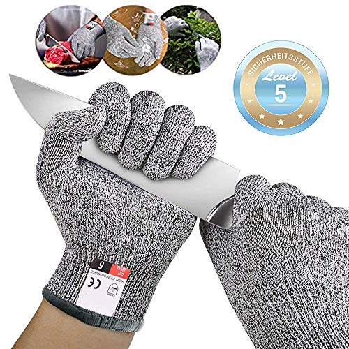 YIKEF Guantes Anticorte, Guantes Resistentes a Los Cortes Nivel 5 Seguridad para Cocina Trabajo Mecanico y Jardín - Guantes Resistentes al Corte de Proteccion (L)