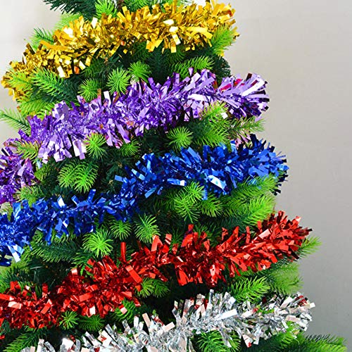 YINETTECH - 6 guirnaldas de espumillón de Navidad para techo de Navidad, multicolor, 200 x 9 cm