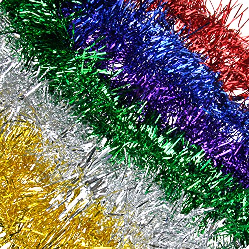 YINETTECH - 6 guirnaldas de espumillón de Navidad para techo de Navidad, multicolor, 200 x 9 cm