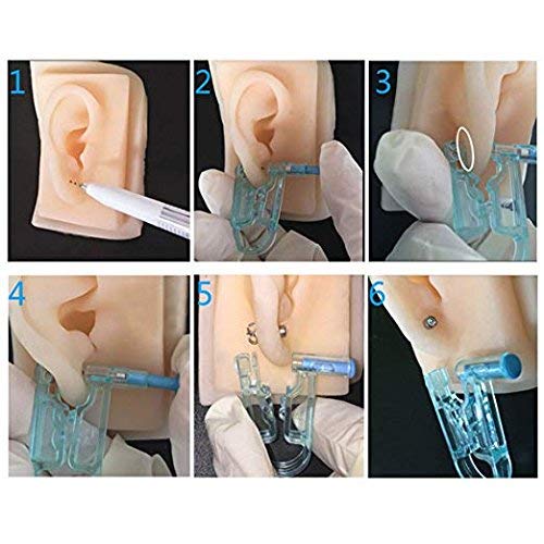 yiqi 6 unids desechable Herramienta de la Unidad de Pistola de perforación estéril del oído estéril con Ear Stud Asepsis Pierce Kit (Primera generación)