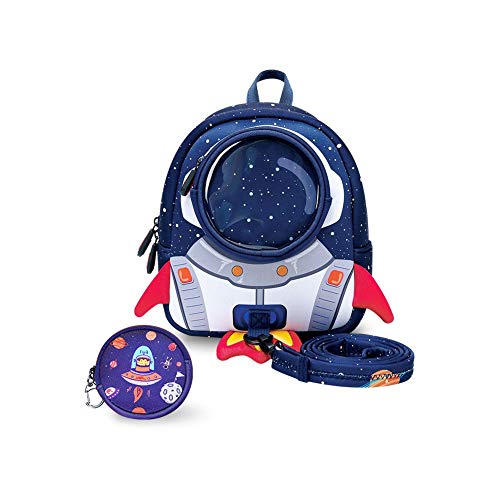 yisibo Mochilas para Niños Kindergarten Preescolar para Niños Pequeños/Niñas Mochila 3D Bolsa De Animales Mochilas para Niños Linda Mochila De Guardería,1-3 Años (Cohete-Azul)