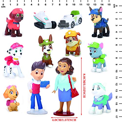 Yisscen Paw Dog Patrol Cake Topper, Mini Juego de Figuras, 12 piezas Cupcake Topper, Suministros de decoración de tartas, Juego de tartas de fiesta, utilizado para decoraciones de tartas de cumpleaños