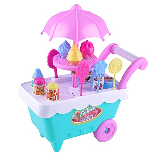 Yissma - Carrito de Juguete con Forma de Helado, Caramelos, Carrito, con música y luz, Juego de rol, Juguete para niños, Juguete de Prenda