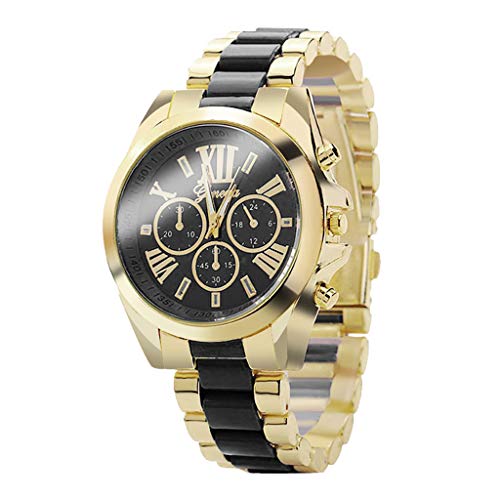 Yivise Reloj de Pulsera para Hombre Moda Casual Romano Digital Falso Tres Ojos Dial Correa de Acero Dial Watch(B)