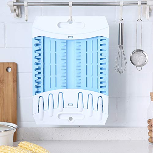 Yiyu Vajilla Plegable Cesta Estante de la Cocina sostenedor del Plato Plato Plato Taza seco Estante Estante for Platos Casa Verde x (Color : Blue)