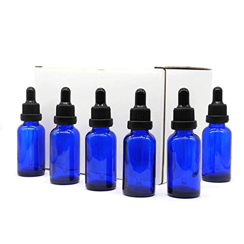 Yizhao Azul Frasco Cuentagotas Cristal 30ml, Botellas Cuentagotas con [Pipeta Cuentagotas Cristal], para Aceite Esencial, Masaje,Fragancia, Aromaterapia, Laboratorio, E-Líquidos - 12Pcs