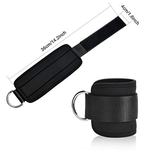 Yizhet 2pcs Par De Tobilleras Deportivas Correas Ajustables para Los Tobillos con Doble Anilla en D Correa para muñecas y piernas de Peso, para Fijar máquina de Cable(Negro)