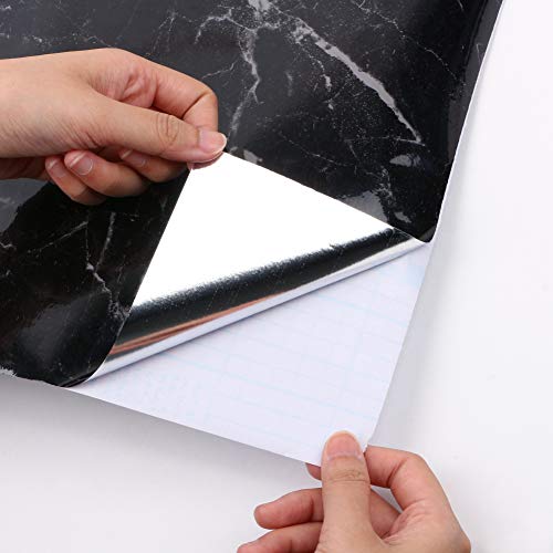 Yizunnu 60x500cm Rollo de papel de contacto autoadhesivo de mármol, papel pintado de cáscara y pegar, etiqueta de pared para cocina, decoración de muebles, encimera … (Negro)