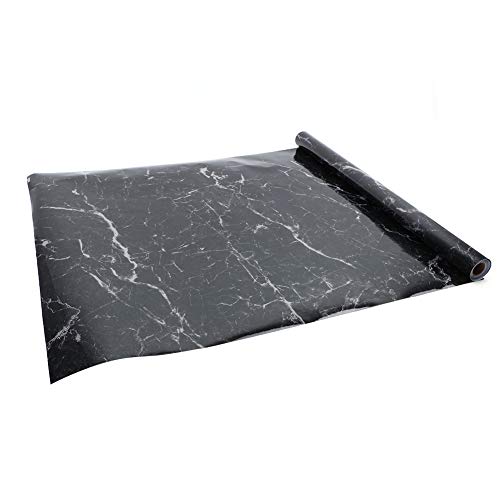 Yizunnu 60x500cm Rollo de papel de contacto autoadhesivo de mármol, papel pintado de cáscara y pegar, etiqueta de pared para cocina, decoración de muebles, encimera … (Negro)