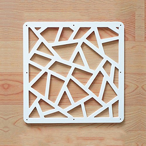 Yizunnu Juego de 12 paneles separadores de ambientes, madera/plástico, panel de pantalla para colgar, plegable, privacidad, decoración para partición de hogar, 29 x 29 cm, diseño geométrico, blanco