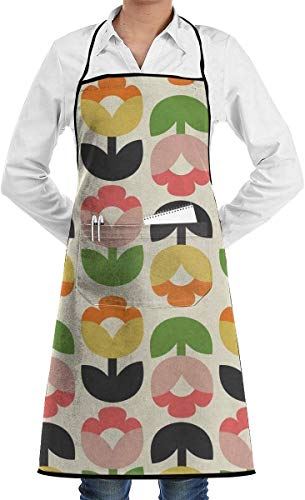 YJWLO Tulip Bloom Wrap Crop - Delantales de cocina unisex con bolsillos para cocinar, hornear, manualidades, jardinería, barbacoa