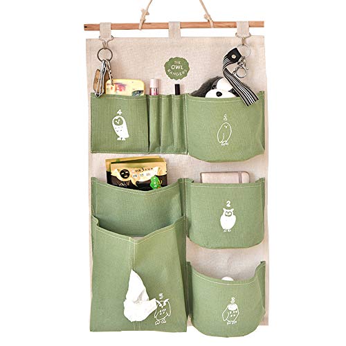 Ylinwtech Organizador Colgante,Bolsa de Almacenamiento Montada en La Pared,Bolsillo Bolsa de Almacenamiento Colgante,para Dormitorio,Cuarto de Baño,Armario,Cocina,35cm*60cm(Verde)