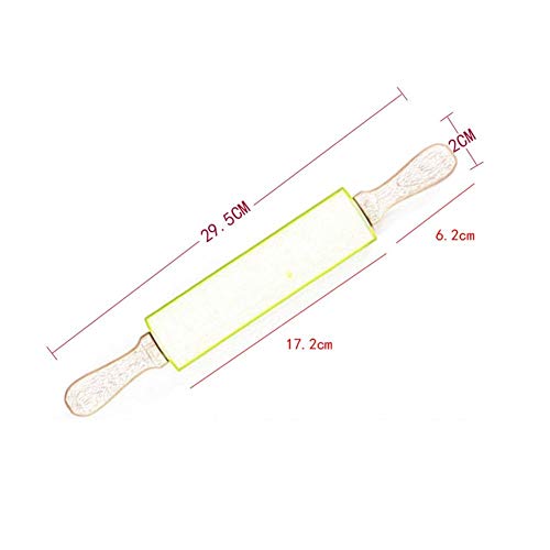 YLL Rodillos Silicona Palo de amasar con Rodillos for Pizza de Horno con Mango de Madera Antiadherente Superficie de cocción de Maquinaria en Pasta de la Pizza Cookies (Color : Verde)