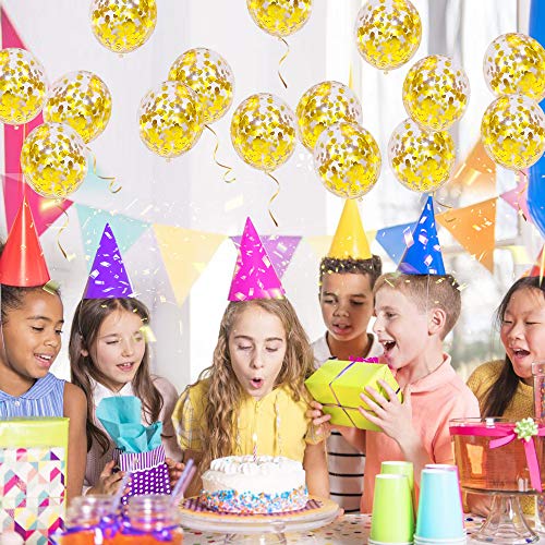 YMSZ Globos de Confeti Oro, 50 Piezas 12 Pulgadas Globos de Fiesta de Látex con Confeti de Papel Dorado para Decoraciones de Bodas de Cumpleaños