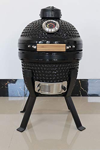 YNNI KAMADO TQ0013BL Huevo de parrilla para horno Kamado negro de 13 pulgadas con soporte TQ0013BL