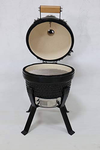 YNNI KAMADO TQ0013BL Huevo de parrilla para horno Kamado negro de 13 pulgadas con soporte TQ0013BL