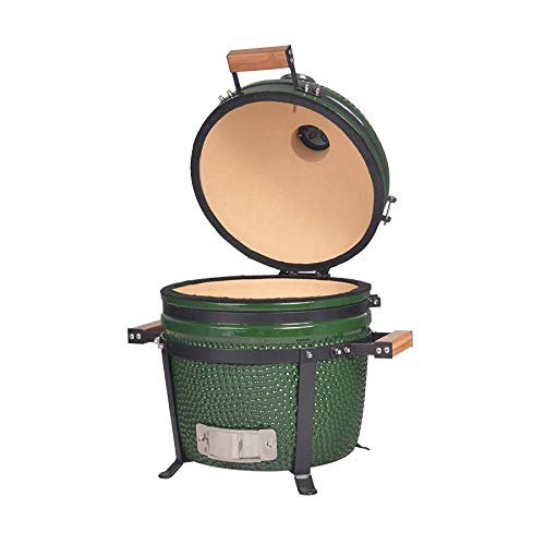 YNNI KAMADO TQ0015GR - Kamado de pie (15,6 pulgadas), color verde, barbacoa, cerámica, huevo, ahumador, TQ0015GR