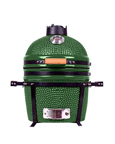 YNNI KAMADO TQ0015GR - Kamado de pie (15,6 pulgadas), color verde, barbacoa, cerámica, huevo, ahumador, TQ0015GR