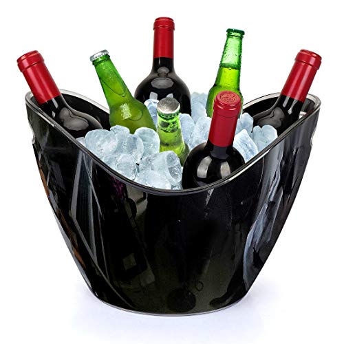 Yobansa 8L cubeta de Hielo, Botellas de Vino o champán cubeta de Hielo,Cubiteras,Recipiente de Almacenamiento de Frutas y Verduras (Black)