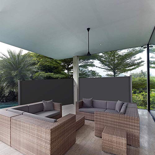 YOGANHJAT Toldo Lateral Retráctil Jardín Toldo Lateral Retráctil Cortavientos Jardin Sichtschutz Mampara de Privacidad para Balcón Jardín Terraza o Patio 160x300cm Beige