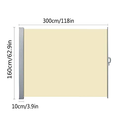 YOGANHJAT Toldo Lateral Retráctil Jardín Toldo Lateral Retráctil Cortavientos Jardin Sichtschutz Mampara de Privacidad para Balcón Jardín Terraza o Patio 160x300cm Beige