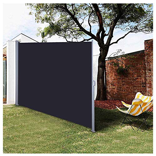 YOGANHJAT Toldo Lateral Separador retráctil Toldo Lateral Parasol Cortavientos Jardin Cenador Carpa Pérgola para Balcón Jardín Terraza o Patio Negro 160x300cm