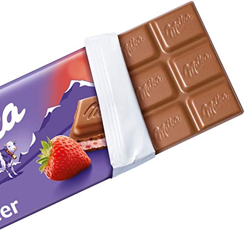 Yogur de fresa y chocolate con leche | Milka | Strawberry Yogurt | Peso total 100 gramos