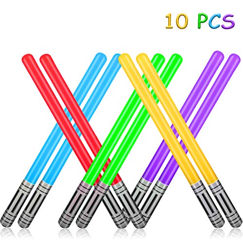 Yojoloin 10 UNIDS Inflables Star War Light Saber Sword Stick Globos para Suministros de Fiesta Favores de Fiesta Globos 5 Color (10 PCS)