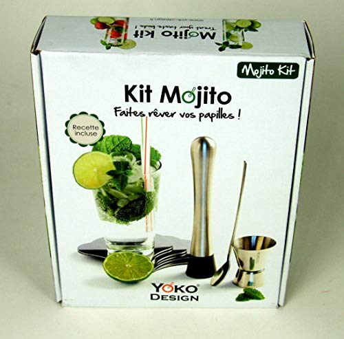 YOKO DESIGN 1238 - Kit para Preparar mojitos (Acero Inoxidable, 21,6 x 17,5 x 5 cm), Color Gris
