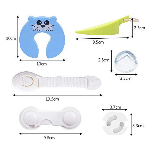 Yompz 40 Piezas Kit de Seguridad para Bebés, 6 Bebé de Seguridad Bloqueo, 6 Cerraduras de Cajón, 12 Protectores de Esquinas, 10 Protector de Enchufes, 4 Tope Clip Protector Puerta, 2 Tope de Puertas