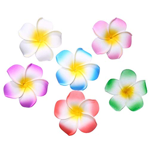 Yongbest Clips de Pelo Hawaiano,12 Piezas Flores Hawaianas de 3,5 Pulgadas de Espuma Hawaii tocados para la Fiesta de Playa Novia Novia Accesorio 6 Colores